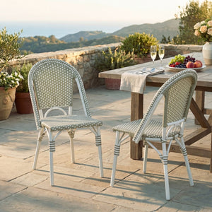 English Elm Outdoor Woven PE Rattan Bistro Chair Set French Cafe Style Aluminum Frame Patio N772P451638E