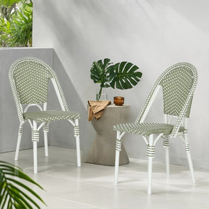 English Elm Outdoor Woven PE Rattan Bistro Chair Set French Cafe Style Aluminum Frame Patio N772P451638E