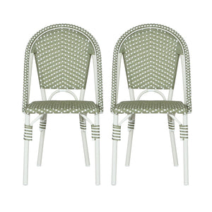 English Elm Outdoor Woven PE Rattan Bistro Chair Set French Cafe Style Aluminum Frame Patio N772P451638E