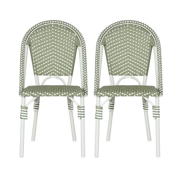 English Elm Outdoor Woven PE Rattan Bistro Chair Set French Cafe Style Aluminum Frame Patio N772P451638E