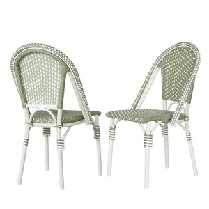 English Elm Outdoor Woven PE Rattan Bistro Chair Set French Cafe Style Aluminum Frame Patio N772P451638E