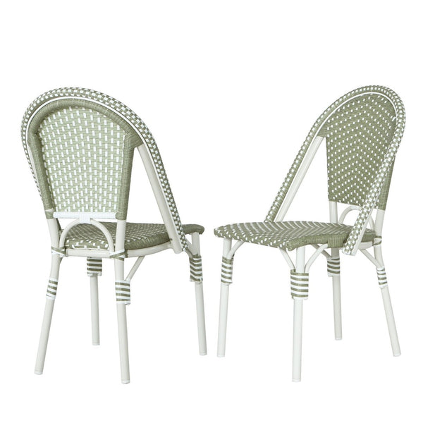 English Elm Outdoor Woven PE Rattan Bistro Chair Set French Cafe Style Aluminum Frame Patio N772P451638E