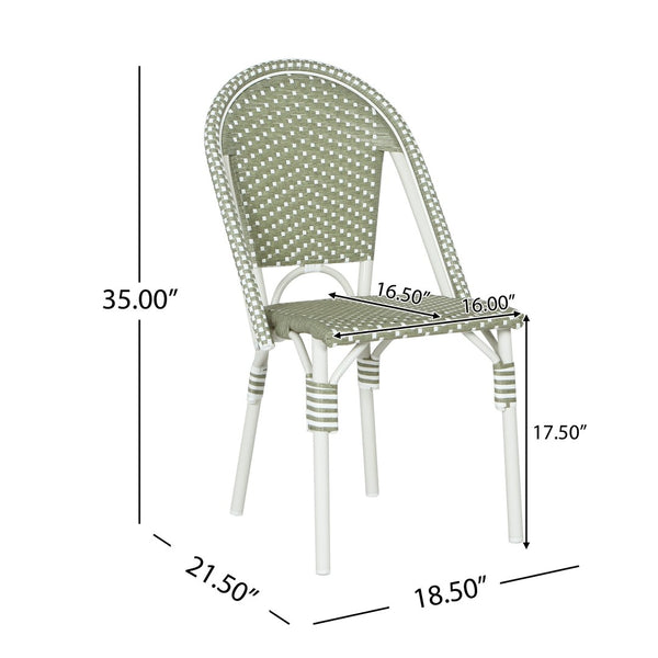 English Elm Outdoor Woven PE Rattan Bistro Chair Set French Cafe Style Aluminum Frame Patio N772P451638E