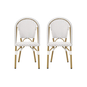English Elm French Bistro Outdoor Chair Set of Two Woven Rattan Aluminum Patio Seating N772P451638G