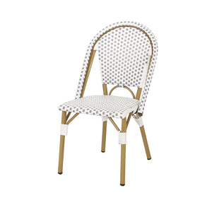 English Elm French Bistro Outdoor Chair Set of Two Woven Rattan Aluminum Patio Seating N772P451638G