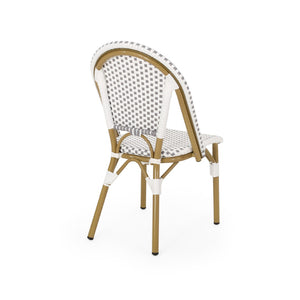 English Elm French Bistro Outdoor Chair Set of Two Woven Rattan Aluminum Patio Seating N772P451638G