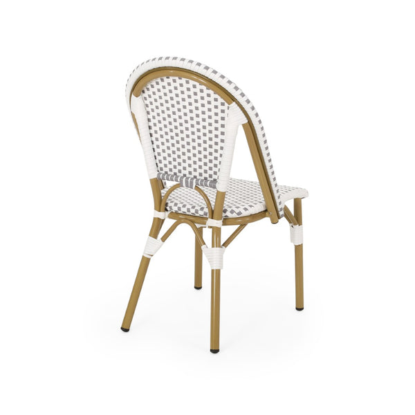 English Elm French Bistro Outdoor Chair Set of Two Woven Rattan Aluminum Patio Seating N772P451638G