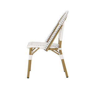 English Elm French Bistro Outdoor Chair Set of Two Woven Rattan Aluminum Patio Seating N772P451638G