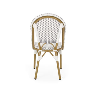 English Elm French Bistro Outdoor Chair Set of Two Woven Rattan Aluminum Patio Seating N772P451638G