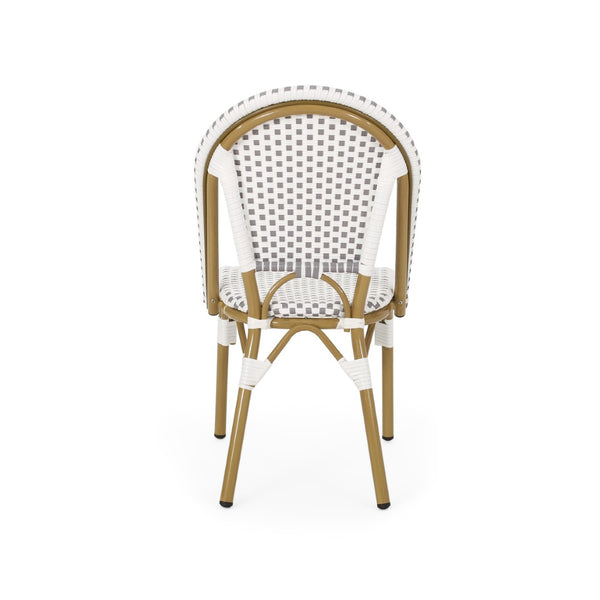 English Elm French Bistro Outdoor Chair Set of Two Woven Rattan Aluminum Patio Seating N772P451638G