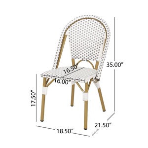 English Elm French Bistro Outdoor Chair Set of Two Woven Rattan Aluminum Patio Seating N772P451638G