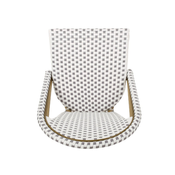 English Elm French Bistro Outdoor Chair Set of Two Woven Rattan Aluminum Patio Seating N772P451638G