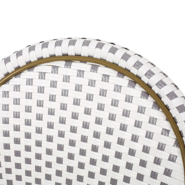 English Elm French Bistro Outdoor Chair Set of Two Woven Rattan Aluminum Patio Seating N772P451638G
