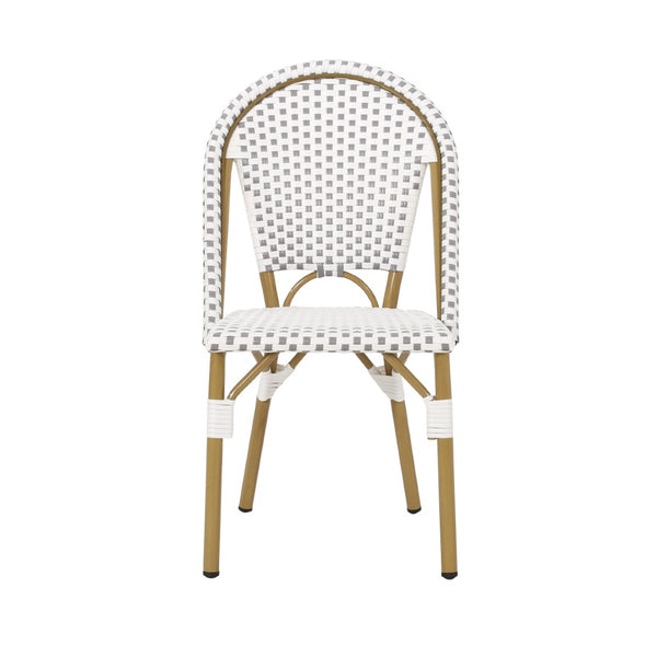 English Elm French Bistro Outdoor Chair Set of Two Woven Rattan Aluminum Patio Seating N772P451638G