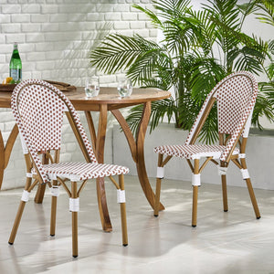 English Elm Outdoor Woven PE Rattan Bistro Chair Set of 2 for Patio Balcony or Garden N772P451638R