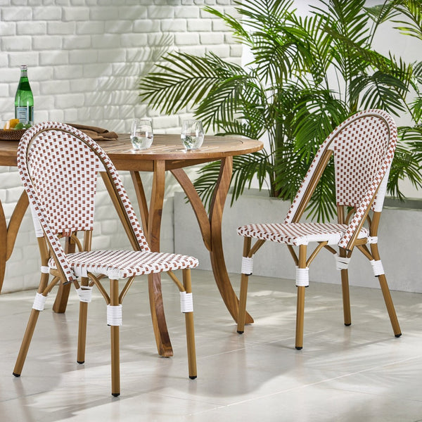 English Elm Outdoor Woven PE Rattan Bistro Chair Set of 2 for Patio Balcony or Garden N772P451638R
