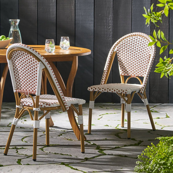 English Elm Outdoor Woven PE Rattan Bistro Chair Set of 2 for Patio Balcony or Garden N772P451638R