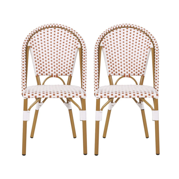 English Elm Outdoor Woven PE Rattan Bistro Chair Set of 2 for Patio Balcony or Garden N772P451638R