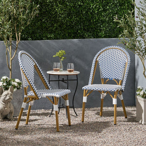 English Elm French Bistro Outdoor Chair Set of Two Woven Rattan Patio Seating for Garden N772P451638W