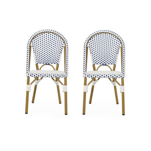 English Elm French Bistro Outdoor Chair Set of Two Woven Rattan Patio Seating for Garden N772P451638W