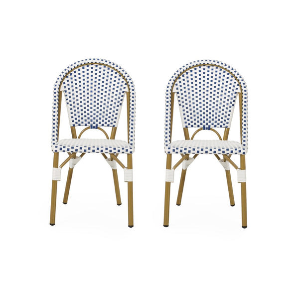 English Elm French Bistro Outdoor Chair Set of Two Woven Rattan Patio Seating for Garden N772P451638W