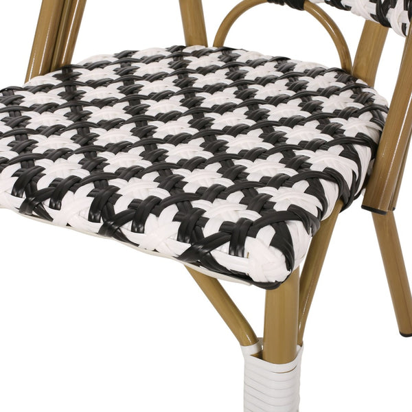 English Elm French Bistro Outdoor Dining Chair Set of 2 Handcrafted Rattan Weave Patio Seating N772P451686B
