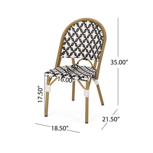 English Elm French Bistro Outdoor Dining Chair Set of 2 Handcrafted Rattan Weave Patio Seating N772P451686B