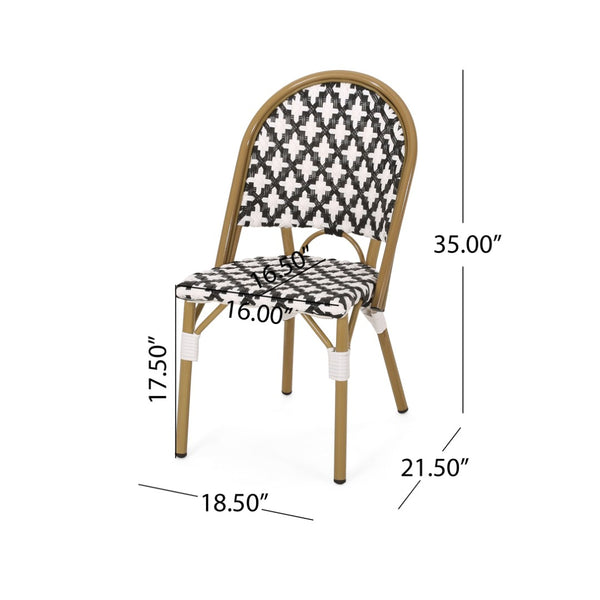 English Elm French Bistro Outdoor Dining Chair Set of 2 Handcrafted Rattan Weave Patio Seating N772P451686B