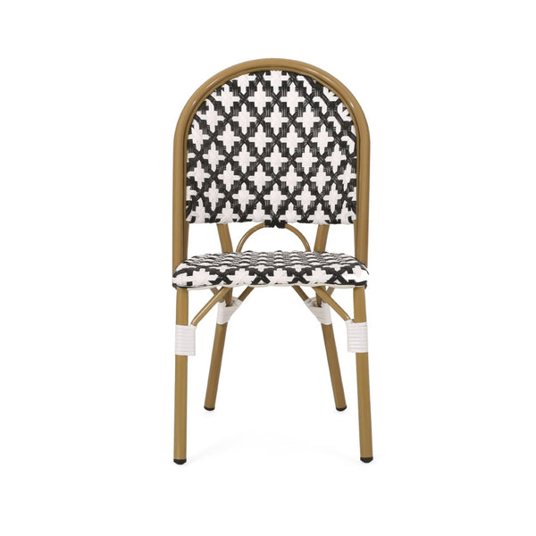 English Elm French Bistro Outdoor Dining Chair Set of 2 Handcrafted Rattan Weave Patio Seating N772P451686B