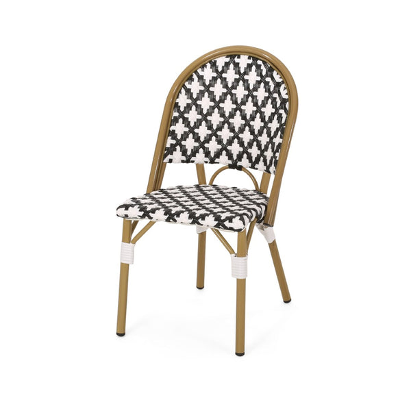 English Elm French Bistro Outdoor Dining Chair Set of 2 Handcrafted Rattan Weave Patio Seating N772P451686B