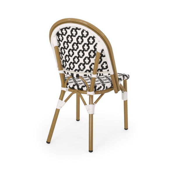 English Elm French Bistro Outdoor Dining Chair Set of 2 Handcrafted Rattan Weave Patio Seating N772P451686B