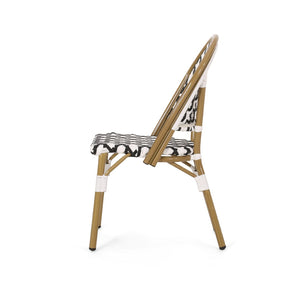English Elm French Bistro Outdoor Dining Chair Set of 2 Handcrafted Rattan Weave Patio Seating N772P451686B