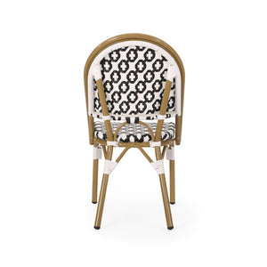 English Elm French Bistro Outdoor Dining Chair Set of 2 Handcrafted Rattan Weave Patio Seating N772P451686B