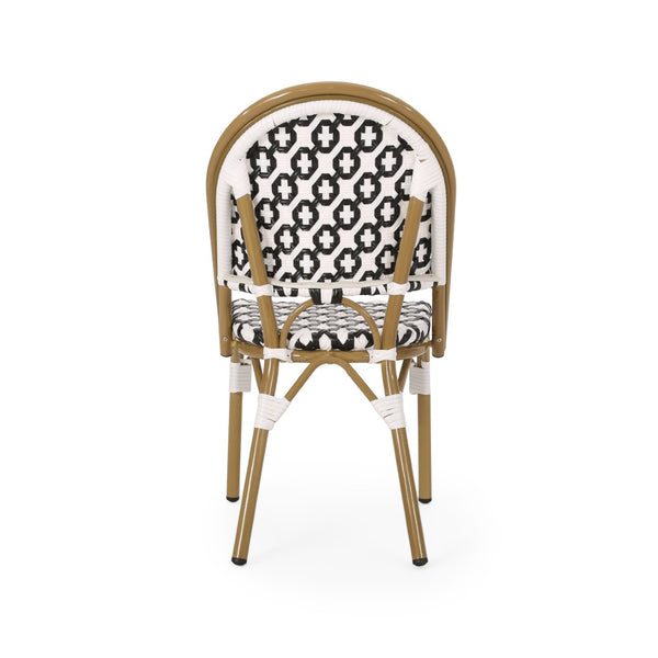 English Elm French Bistro Outdoor Dining Chair Set of 2 Handcrafted Rattan Weave Patio Seating N772P451686B