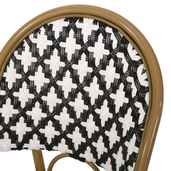 English Elm French Bistro Outdoor Dining Chair Set of 2 Handcrafted Rattan Weave Patio Seating N772P451686B