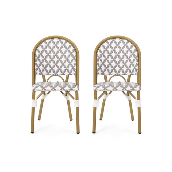 English Elm Outdoor Handwoven PE Rattan Bistro Chair Set Parisian Cafe Style Patio Seating N772P451686G