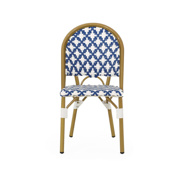 English Elm French Bistro Outdoor Dining Chair Set of 2 Handwoven Rattan Aluminum Patio Seating N772P451686W