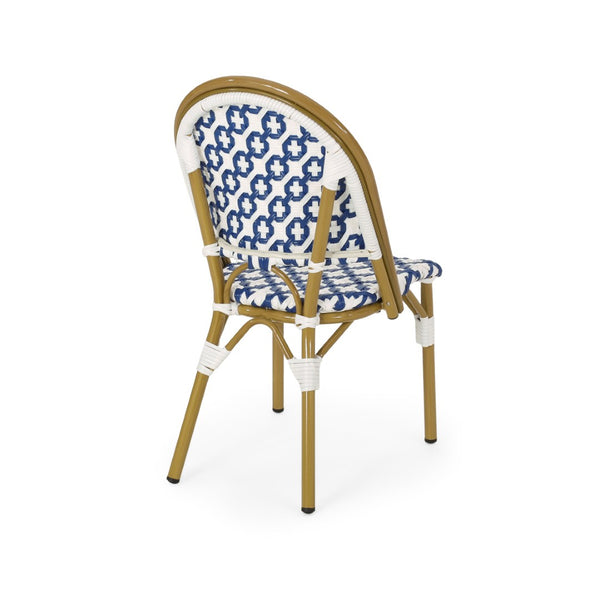 English Elm French Bistro Outdoor Dining Chair Set of 2 Handwoven Rattan Aluminum Patio Seating N772P451686W