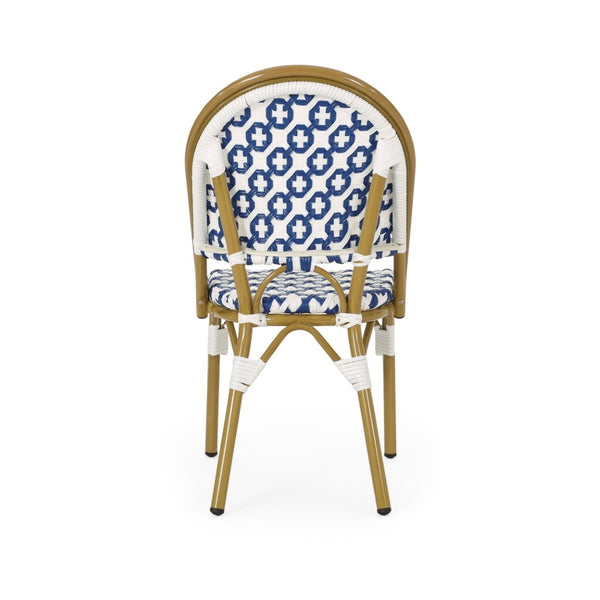 English Elm French Bistro Outdoor Dining Chair Set of 2 Handwoven Rattan Aluminum Patio Seating N772P451686W