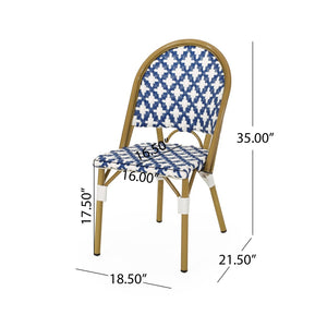 English Elm French Bistro Outdoor Dining Chair Set of 2 Handwoven Rattan Aluminum Patio Seating N772P451686W
