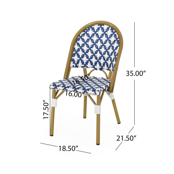 English Elm French Bistro Outdoor Dining Chair Set of 2 Handwoven Rattan Aluminum Patio Seating N772P451686W