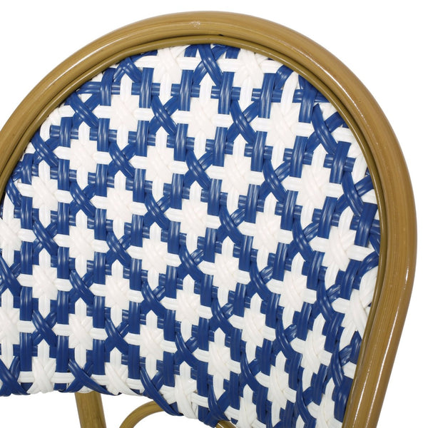 English Elm French Bistro Outdoor Dining Chair Set of 2 Handwoven Rattan Aluminum Patio Seating N772P451686W