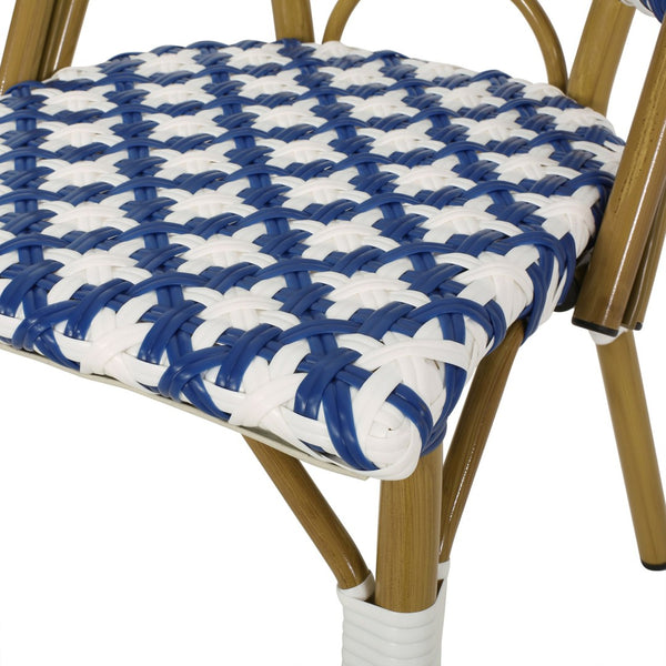 English Elm French Bistro Outdoor Dining Chair Set of 2 Handwoven Rattan Aluminum Patio Seating N772P451686W