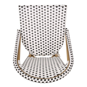 English Elm 29.5 Inch Outdoor PE Rattan Barstools French Cafe Style Aluminum Frame Set of 2 N772P452007B