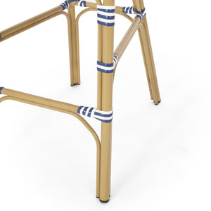 English Elm 29.5 Inch Outdoor PE Wicker Barstools Bistro Set with Aluminum Bamboo Frame 2 Piece N772P452007M