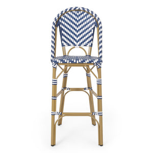 English Elm 29.5 Inch Outdoor PE Wicker Barstools Bistro Set with Aluminum Bamboo Frame 2 Piece N772P452007M