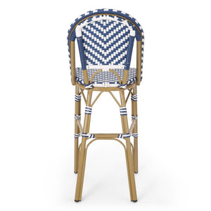 English Elm 29.5 Inch Outdoor PE Wicker Barstools Bistro Set with Aluminum Bamboo Frame 2 Piece N772P452007M
