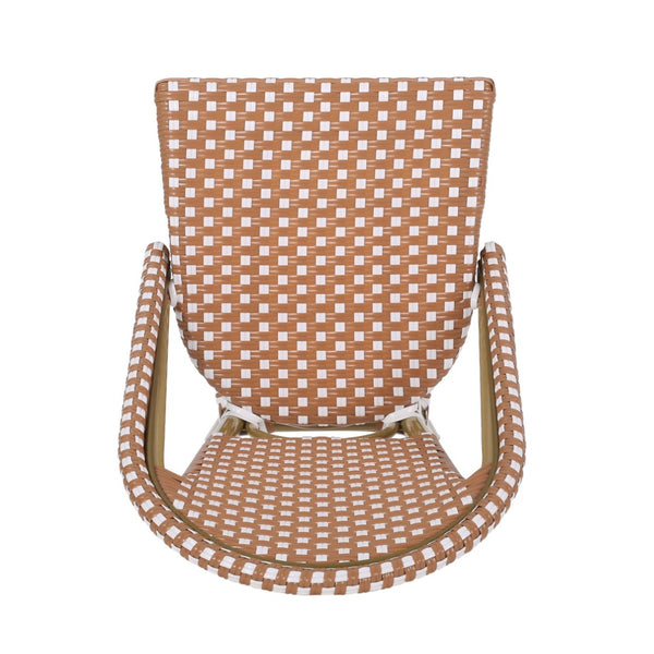 English Elm 29.5 Inch Outdoor Bistro Barstools Woven PE Rattan Aluminum Set of 2 Patio Counter N772P452007R