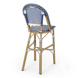 English Elm 29.5" Woven Pe Rattan Bistro Barstools Set of 2 Aluminum Frame Outdoor Patio Seating N772P452007T