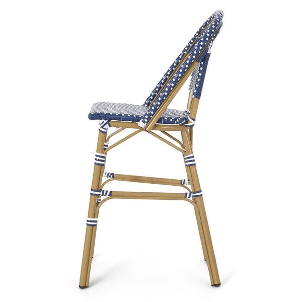 English Elm 29.5" Woven Pe Rattan Bistro Barstools Set of 2 Aluminum Frame Outdoor Patio Seating N772P452007T